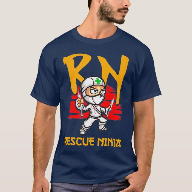 Nursing Gift Funny Rescue Ninja Registered Nurse T-Shirt (Front)