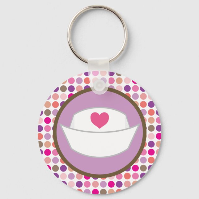 Nursing Gift Heart Hat Key Ring (Front)