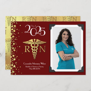 Nursing Gold Graduation Announcement Maroon Photo