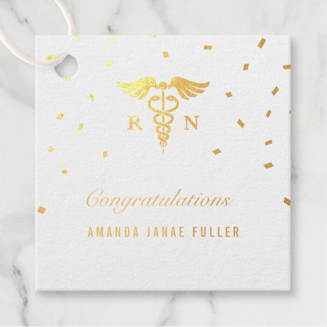 Nursing Graduation  Gold Foil Favour Tags (Front)