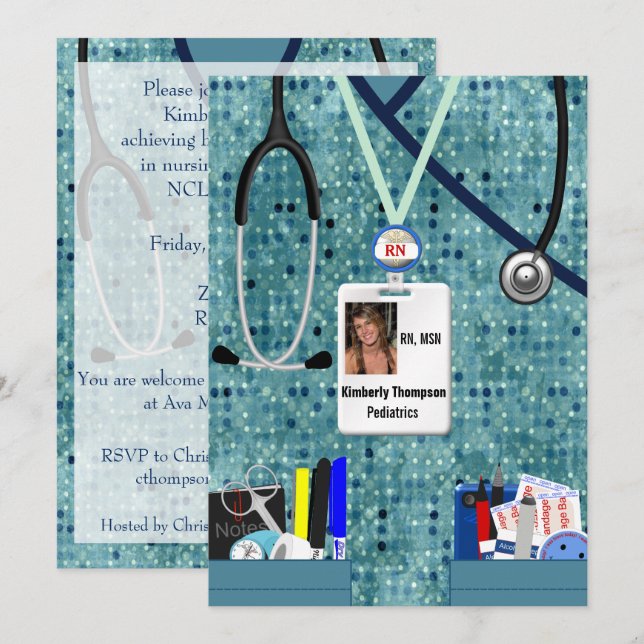 Nursing Graduation Invitation Blues (Front/Back)