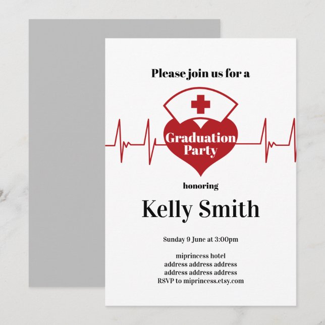 Nursing Graduation Party Invitation (Front/Back)