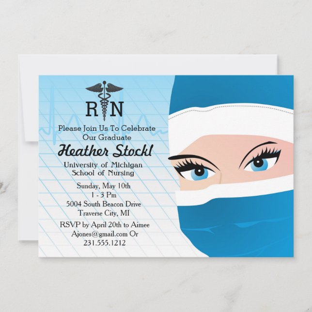 Nursing Graduation Party Invitation Medical School (Front)
