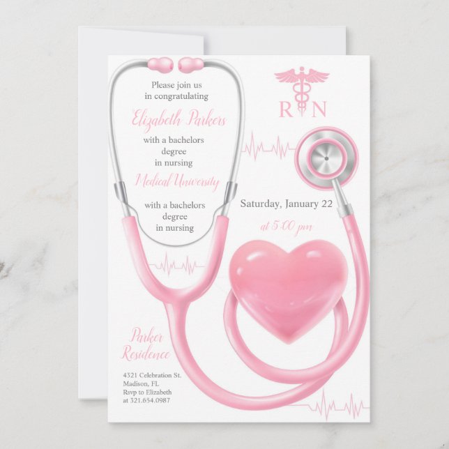 Nursing Graduation Party Licensed Vocational Invitation (Front)