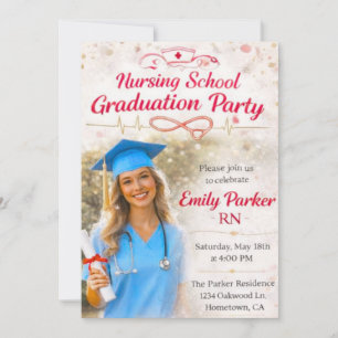 Nursing Graduation Save The Date Card with Photo –