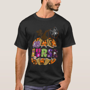 Nursing Halloween Leopard Pumpkin OB Nurse T-Shirt