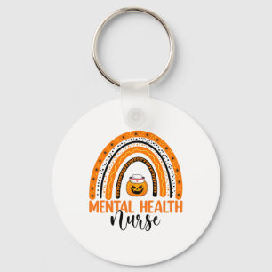 Nursing Halloween Pumpkin Rainbow Mental Health Nu Key Ring