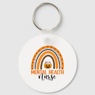 Nursing Halloween Pumpkin Rainbow Mental Health Nu Key Ring