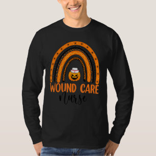 Nursing Halloween Pumpkin Rainbow Wound Care Nurse T-Shirt