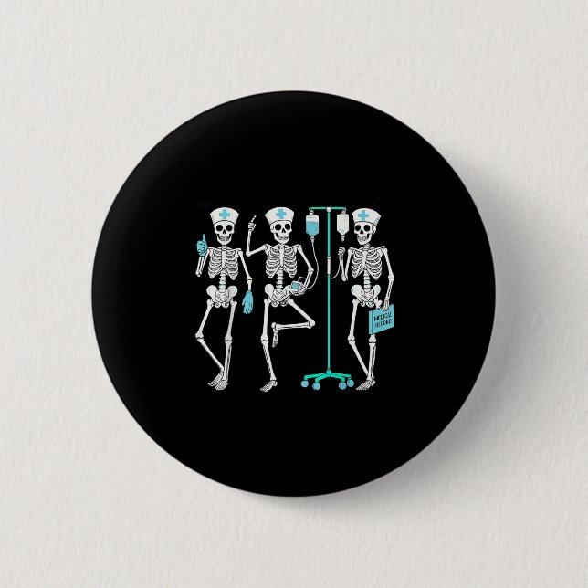 Nursing Halloween Skeleton Nurse Healthcare Soky N 6 Cm Round Badge (Front)