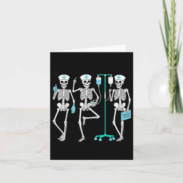 Nursing Halloween Skeleton Nurse Healthcare Soky N Card (Front)