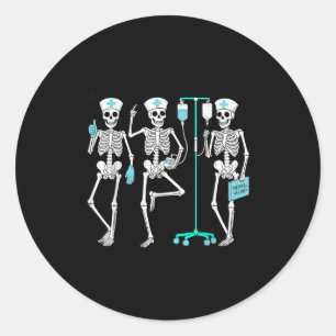 Nursing Halloween Skeleton Nurse Healthcare Soky N Classic Round Sticker