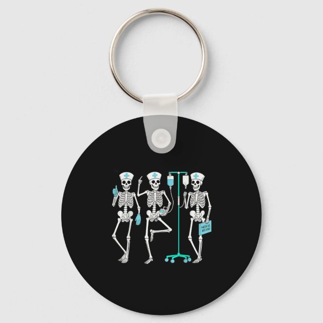 Nursing Halloween Skeleton Nurse Healthcare Soky N Key Ring (Front)