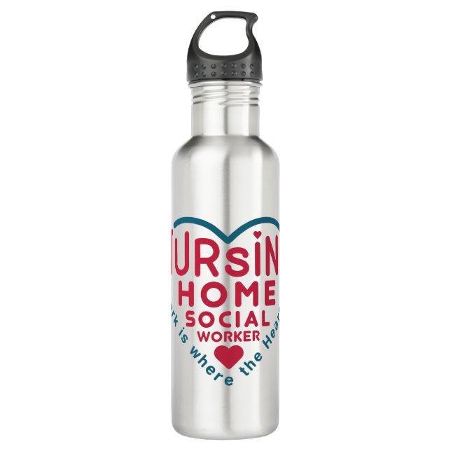 Nursing Home Social Worker Appreciation Heart 710 Ml Water Bottle (Front)