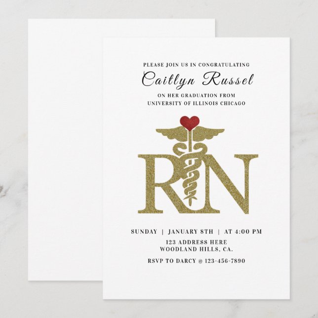 Nursing invite, nurse graduate, Graduation Invitat Invitation (Front/Back)