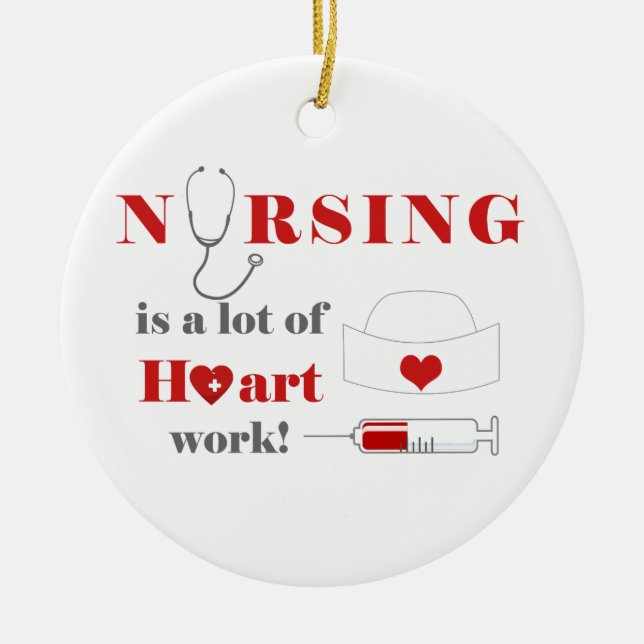 Nursing is a lot of heartwork ceramic tree decoration (Front)