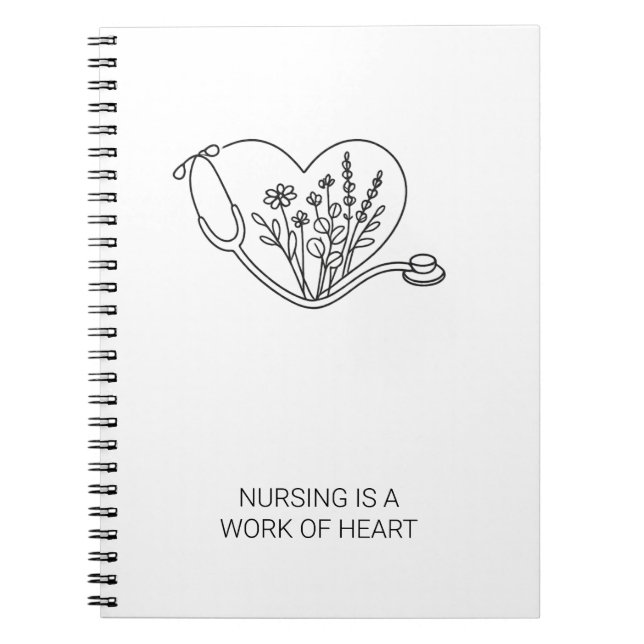 Nursing is a Work of Heart Floral Nurse Notebook (Front)
