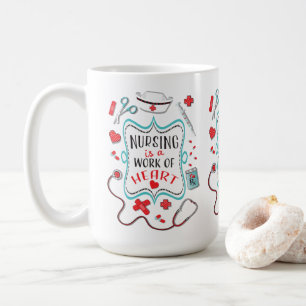 Nursing is a work of heart mug