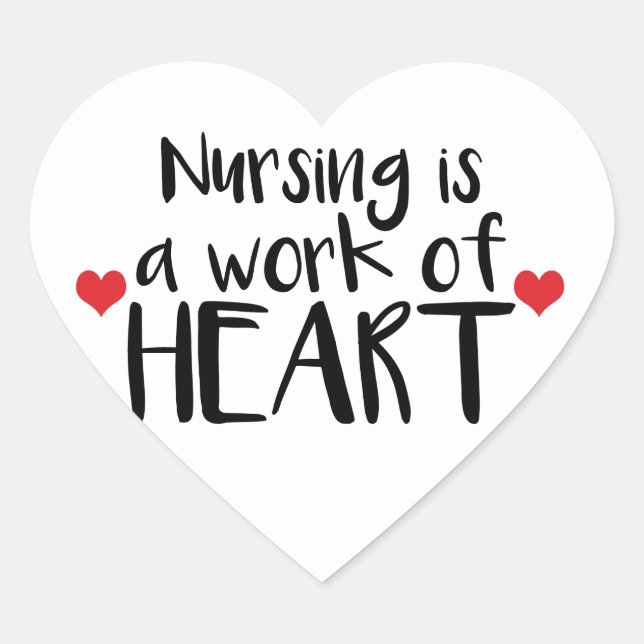 Nursing is a Work of Heart - Red Hearts Sticker (Front)