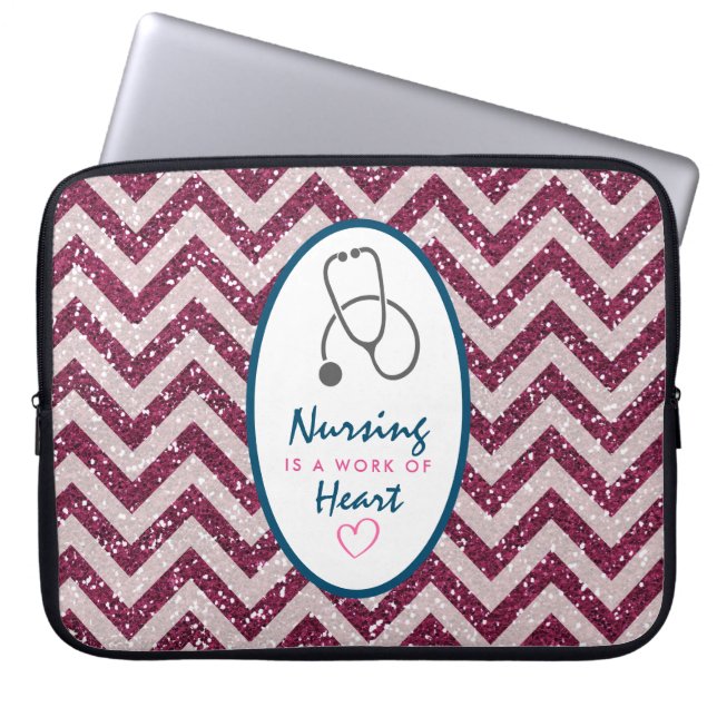 Nursing is a work of Heart Saying w/ Stethescope Laptop Sleeve (Front)
