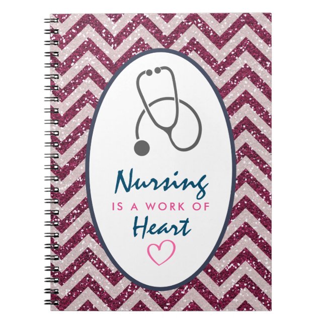 Nursing is a work of Heart Saying w/ Stethescope Notebook (Front)