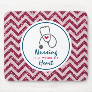 Nursing is a work of Heart Saying w/ Stethoscope Mouse Mat