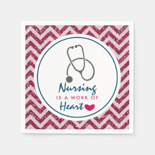 Nursing is a work of Heart Saying w/ Stethoscope Napkin