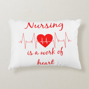 Nursing is a work of the Heart Inspirational Quote Decorative Cushion