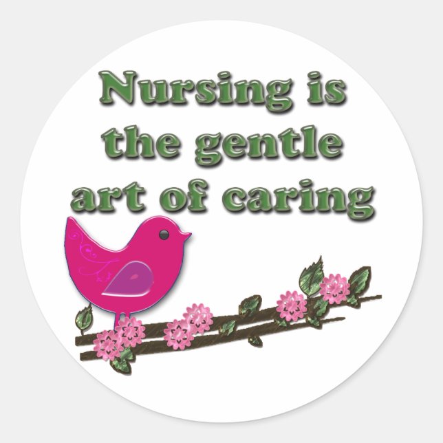 Nursing Is Caring Classic Round Sticker (Front)