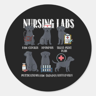 Nursing Labs Black Dog Paw-Cedures Halloween Dog Classic Round Sticker