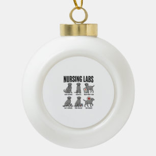 Nursing Labs Dog Medical Pun Vector Shirt Design_1 Ceramic Ball Christmas Ornament
