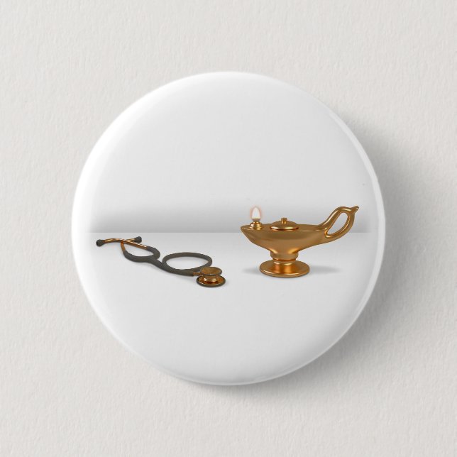 Nursing Lamp And Stethoscope 6 Cm Round Badge (Front)