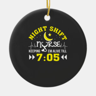 Nursing Life Night Shift Nurse Keeping Alive Ceramic Tree Decoration