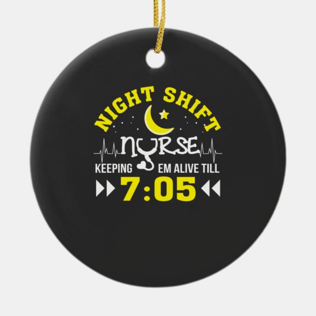 Nursing Life | Night Shift Nurse Keeping Alive Ceramic Tree Decoration (Front)