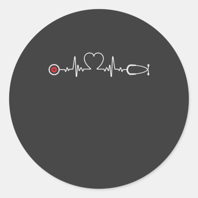 Nursing Life | Nurse Heartbeat Classic Round Sticker (Front)