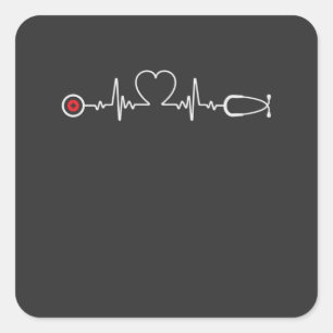 Nursing Life Nurse Heartbeat Square Sticker