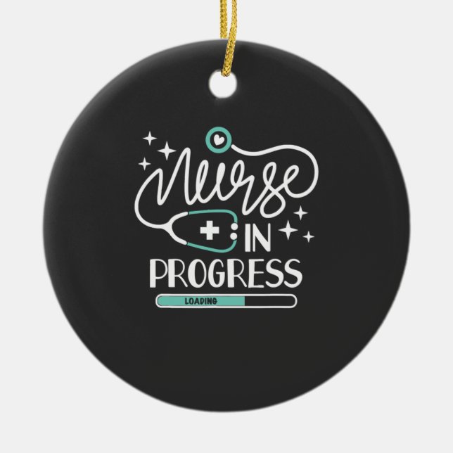 Nursing Life | Nurse In Progress Ceramic Tree Decoration (Front)