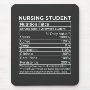 Nursing Life Nursing Student Nutrition Facts Mouse Mat