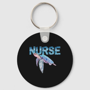 Nursing Life Sea Turtle T In Watercolor Nicu Nurse Key Ring