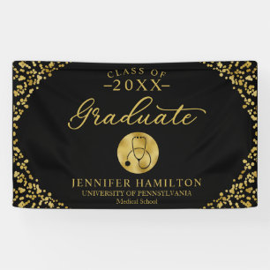 Nursing Medical School Black Gold Graduation Banner