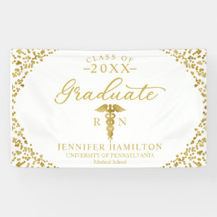 Nursing Medical School White Gold Graduation Banner