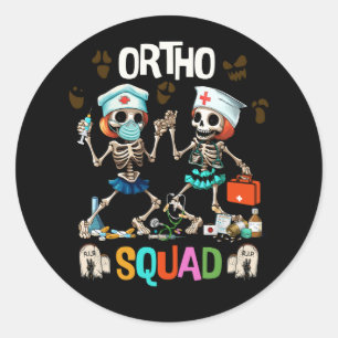Nursing Ortho Squad Skeletons Halloween Orthopedic Classic Round Sticker
