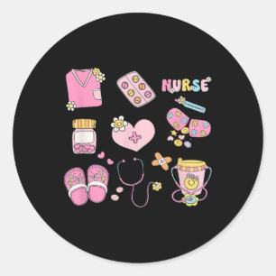 Nursing Profession Doodles Co. Nurse Doodles Women Classic Round Sticker