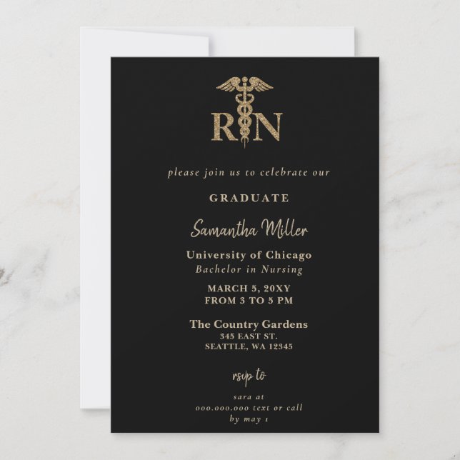 Nursing Registered Nurse RN Photo Graduation   Invitation (Front)