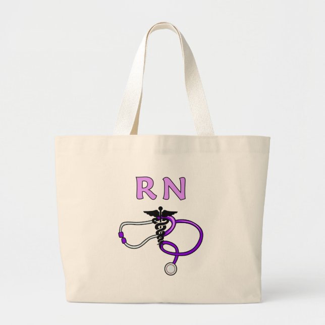 Nursing RN Stethoscope Large Tote Bag (Front)