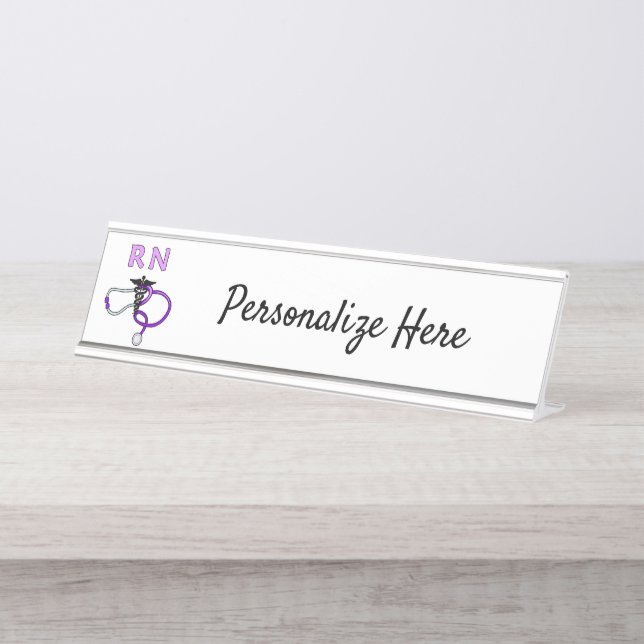 Nursing RN Stethoscope Personalised  Desk Name Pla Desk Name Plate (Front)