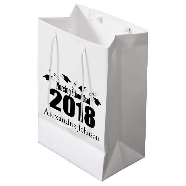 Nursing School 2018 Graduation Gift Bag (Black Cap (Front Angled)