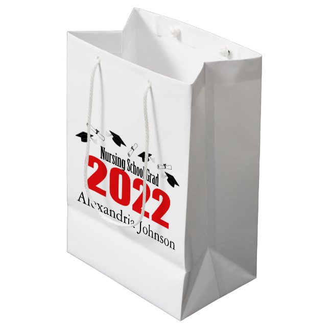 Nursing School 2022 Graduation Gift Bag (Red Caps) (Front Angled)