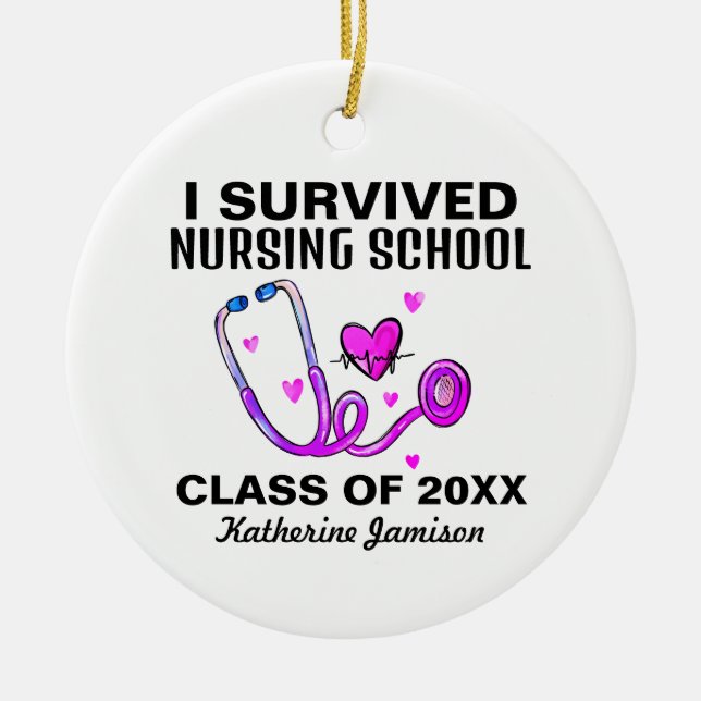 Nursing School Grad Ceramic Tree Decoration (Front)