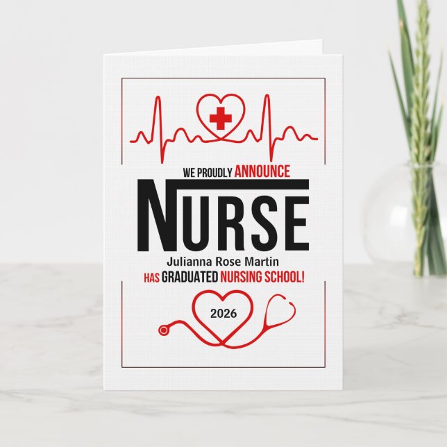 Nursing School Graduate Announcement with Name (Front)